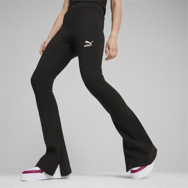 CLASSICS Women's Flared Leggings in Black, Size Large, Cotton/Elastane by PUMA