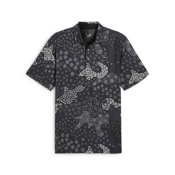 CLOUDSPUN Bloom Camo Men's Golf Polo Top in Black, Size Medium, Polyester/Elastane by PUMA