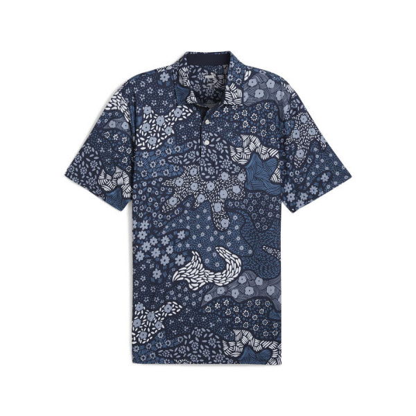 CLOUDSPUN Bloom Camo Men's Golf Polo Top in Deep Navy/Filtered Ash, Size 2XL, Polyester/Elastane by PUMA