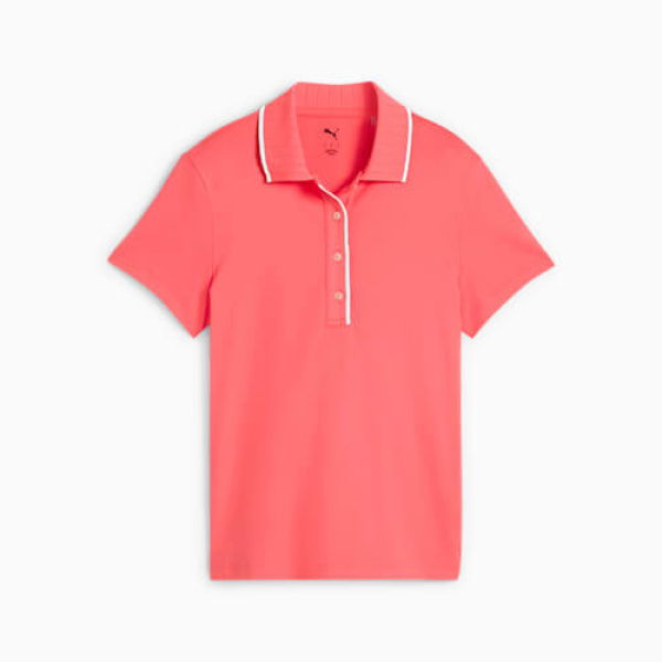 CLOUDSPUN Bridges Short Sleeve Women's Golf Polo Top in Peach Frost, Size Medium by PUMA