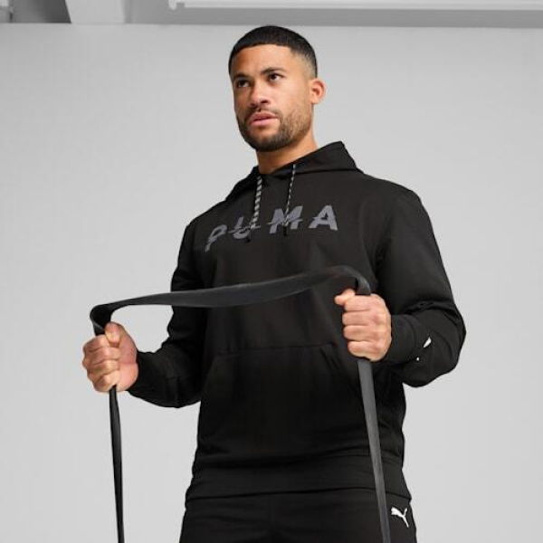 CLOUDSPUN Men's Branded Hoodie in Black/Q1, Size XL, Polyester/Elastane by PUMA