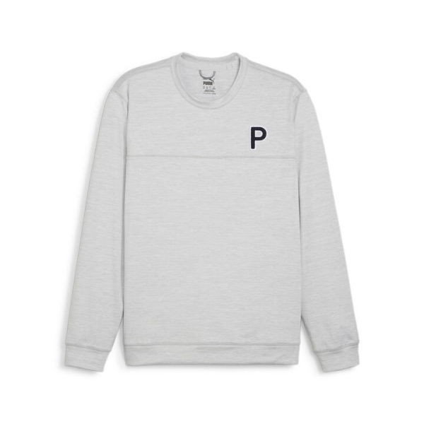 Cloudspun Patch Men's Crewneck Top in Ash Gray Heather, Size Small, Polyester/Elastane by PUMA