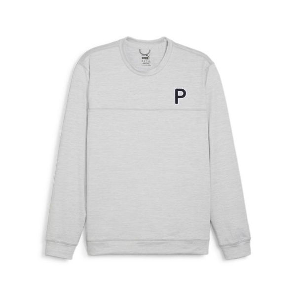 Cloudspun Patch Men's Crewneck Top in Ash Gray Heather, Size XL, Polyester/Elastane by PUMA