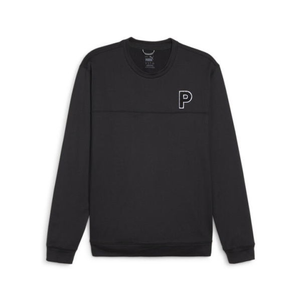 Cloudspun Patch Men's Crewneck Top in Black Heather, Size Small, Polyester/Elastane by PUMA