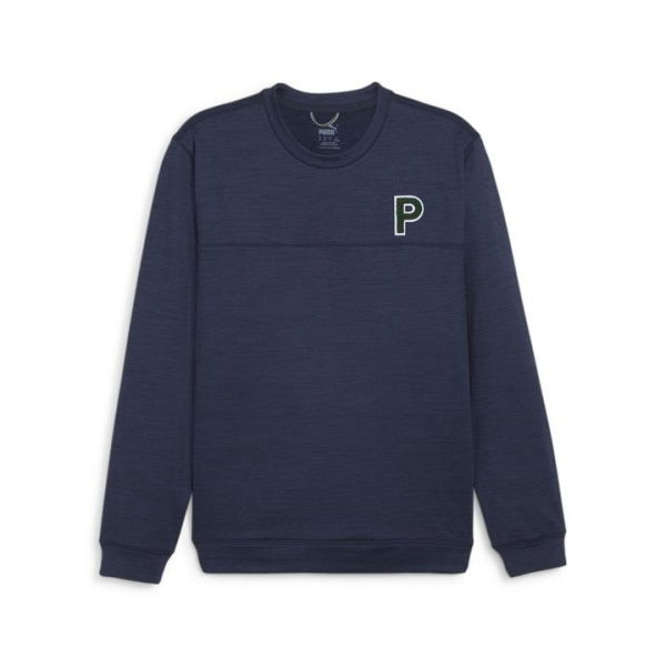 Cloudspun Patch Men's Crewneck Top in Deep Navy Heather, Size Large, Polyester/Elastane by PUMA