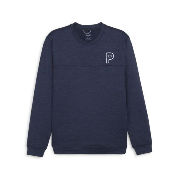 Cloudspun Patch Men's Crewneck Top in Deep Navy Heather, Size XL, Polyester/Elastane by PUMA