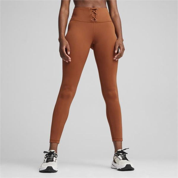 CLOUDSPUN Women's Ribbed Training Tights in Teak, Size Medium, Polyester/Elastane by PUMA