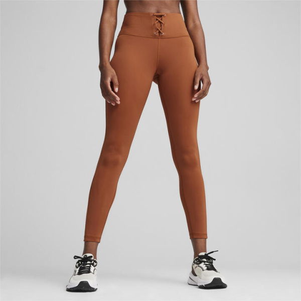 CLOUDSPUN Women's Ribbed Training Tights in Teak, Size Small, Polyester/Elastane by PUMA