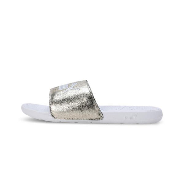 Cool Cat 2.0 Metallic Shine Unisex Sandals in Gold/Silver/White, Size 10, Synthetic by PUMA