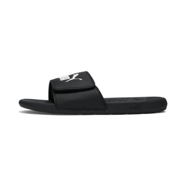 Cool Cat 2.0 Unisex Slides in Black/White, Size 7 by PUMA