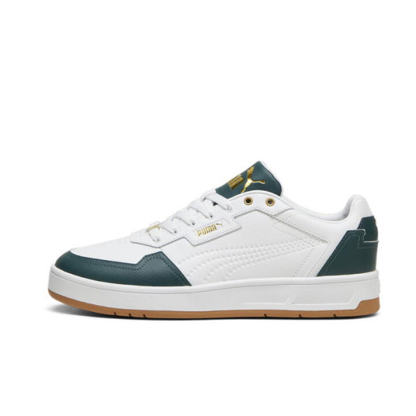 Court Classic Lux Unisex Sneakers in White/Dark Myrtle/Gold, Size 10, Textile by PUMA