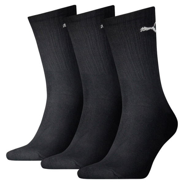 Crew Socks (3 Pairs) Unisex in Black, Size 3.5
