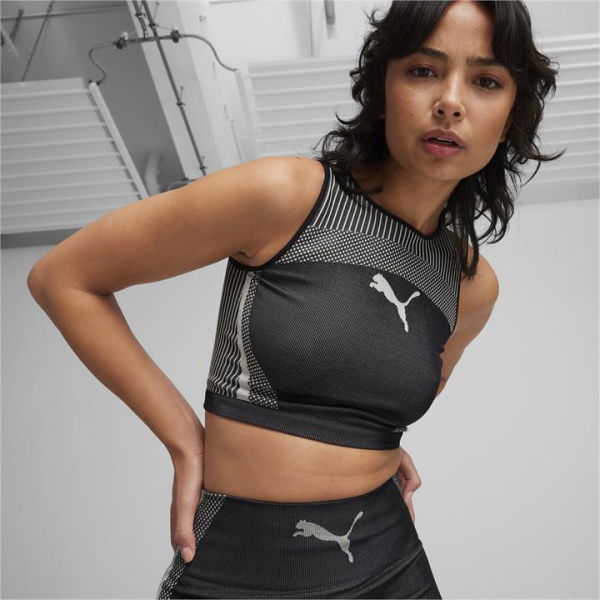 DARE TO Women's Crop Top in Black, Size Large, Nylon/Polyester/Elastane by PUMA