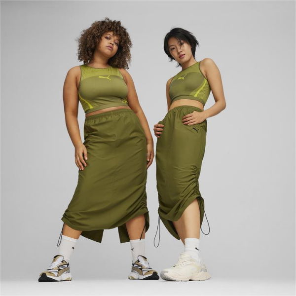 DARE TO Women's Crop Top in Olive Green, Size XL, Nylon/Polyester/Elastane by PUMA