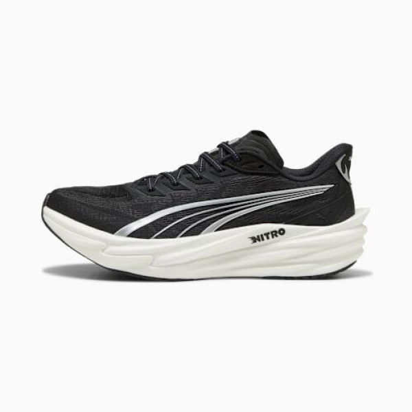 Deviate NITROâ„¢ 4 Running Shoes Men in Black/White/Silver, Size 8, Synthetic by PUMA Shoes