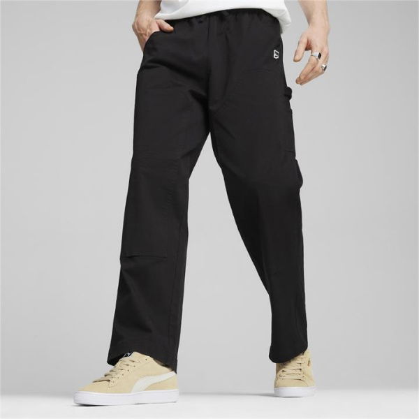 DOWNTOWN Men's Double Knee Pants in Black, Size Medium, Cotton/Elastane by PUMA