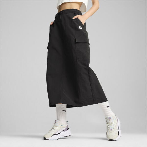 DOWNTOWN Women's Cargo Midi Skirt Pants in Black, Size XL, Nylon by PUMA