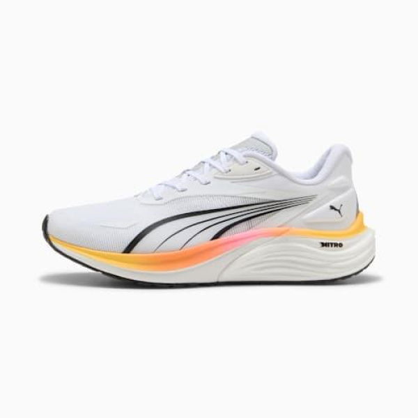 Electrify NITROâ„¢ 4 Men's Running Shoes in White/Poison Pink/Sun Stream, Size 7.5, Synthetic by PUMA Shoes
