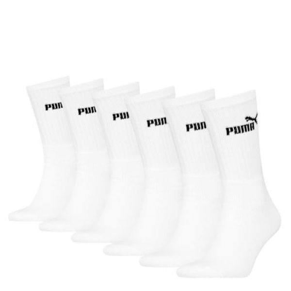 Elements Crew Sock (6 Pairs) Unisex in White, Size 3.5