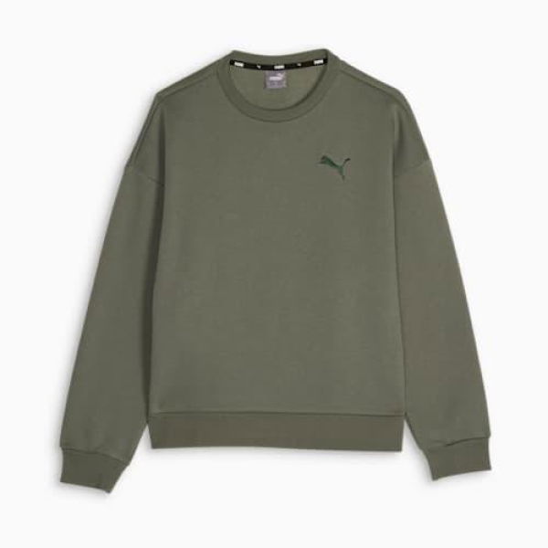 Elevated Women's Crewneck Top in Agave Green, Size XS, Cotton/Polyester by PUMA