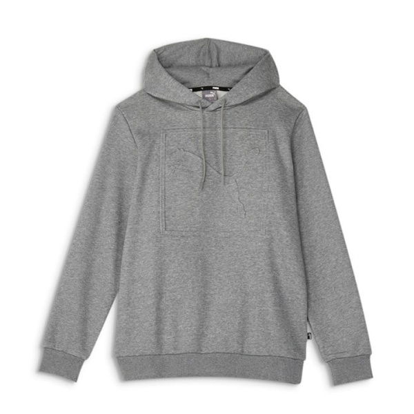 ESS Men's Fleece Embossed Hoodie in Medium Gray Heather, Size Large by PUMA