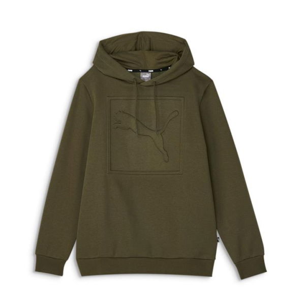 ESS Men's Fleece Embossed Hoodie in Olive Night, Size Medium by PUMA