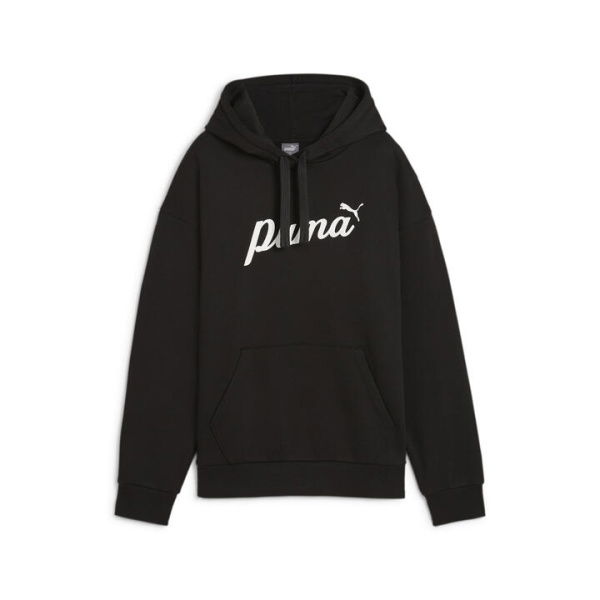 ESS+ Script Women's Hoodie in Black/White Rubber, Size XL, Cotton by PUMA