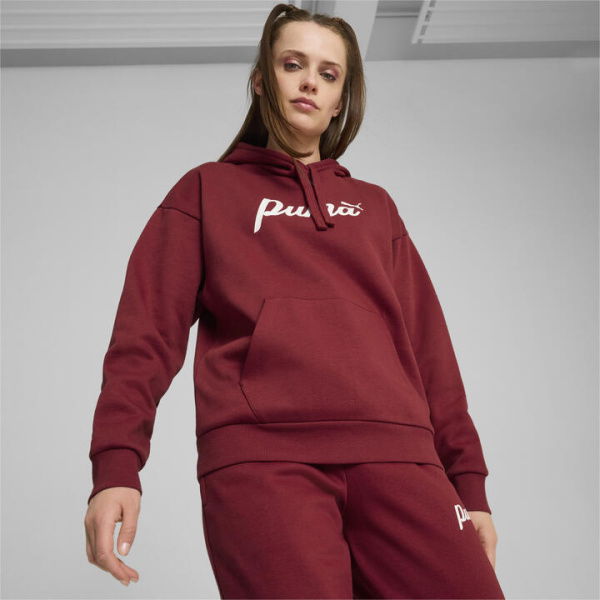 ESS+ Script Women's Hoodie in Intense Red/White Rubber, Size Large, Cotton by PUMA