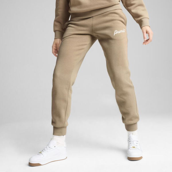 ESS+ Script Women's Pants in Oak Branch/White Rubber, Size Small, Cotton/Polyester by PUMA