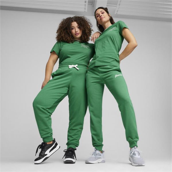 ESS+ Women's Script Sweatpants in Archive Green, Size Medium, Cotton/Polyester by PUMA