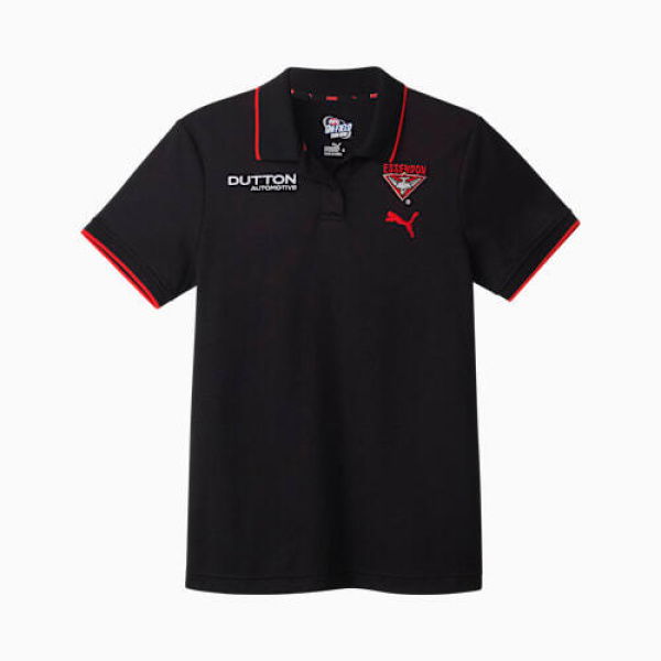 Essendon FC 2026 Women's Team Polo Top in Black/Red/Efc, Size XS by PUMA