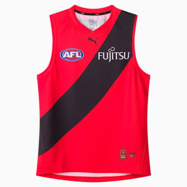 Essendon Football Club 2025 Men's Replica Away Guernsey in Black/Red/Efc, Size Small by PUMA