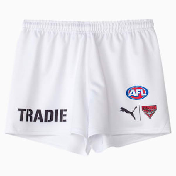 Essendon Football Club 2025 Men's Replica Away Shorts in White/Red/Efc, Size Large by PUMA