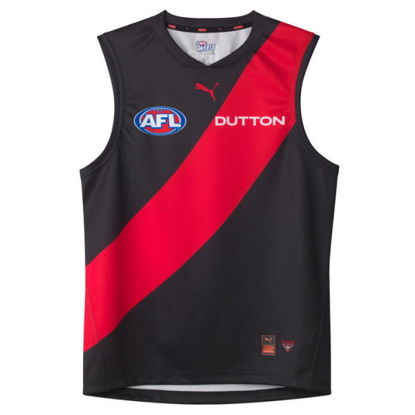 Essendon Football Club 2025 Men's Replica Home Guernsey in Black/Red/Efc, Size 4XL by PUMA