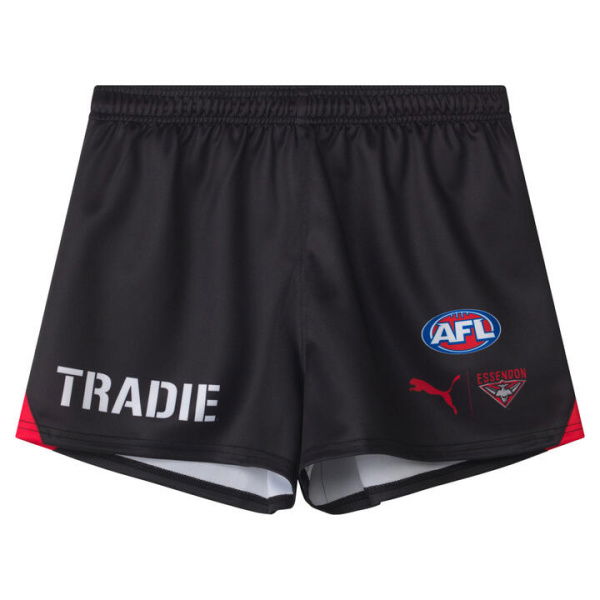 Essendon Football Club 2025 Men's Replica Home Shorts in Black/Red/Efc, Size Medium by PUMA