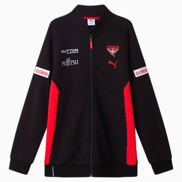 Essendon Football Club 2025 Unisex Team Jacket in Black/Red/Efc, Size Medium by PUMA