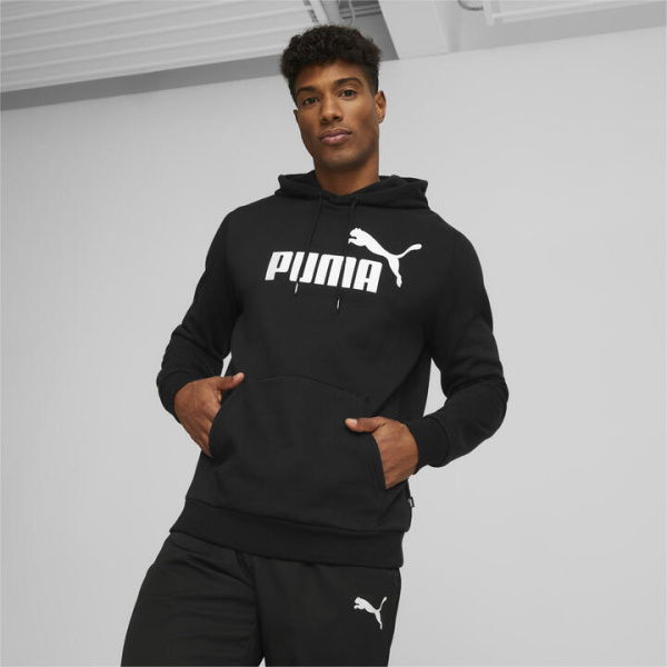 Essentials Big Logo Hoodie Men in Black, Size Small, Cotton by PUMA