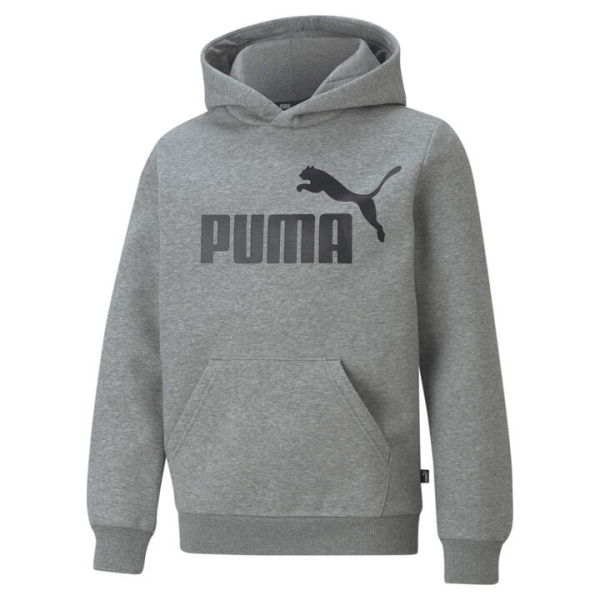 Essentials Big Logo Hoodie Youth in Medium Gray Heather, Size 5, Cotton by PUMA