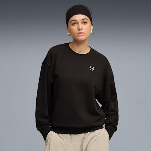 Essentials Elevated Women's Crew Neck Sweatshirt in Black, Size XS, Cotton by PUMA