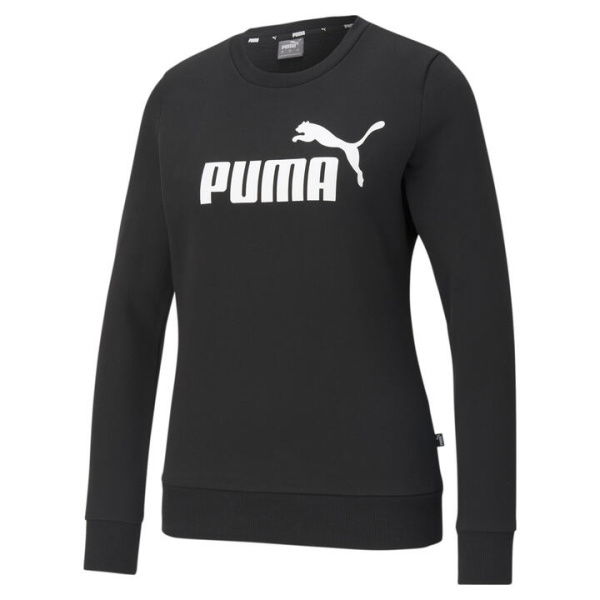 Essentials Logo Crew Neck Sweater Women in Black, Size 2XS, Cotton/Polyester by PUMA