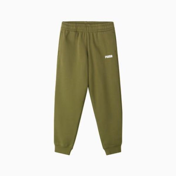Essentials Logo Fleece Sweatpants Youth Top in Olive Green, Size Large, Cotton by PUMA