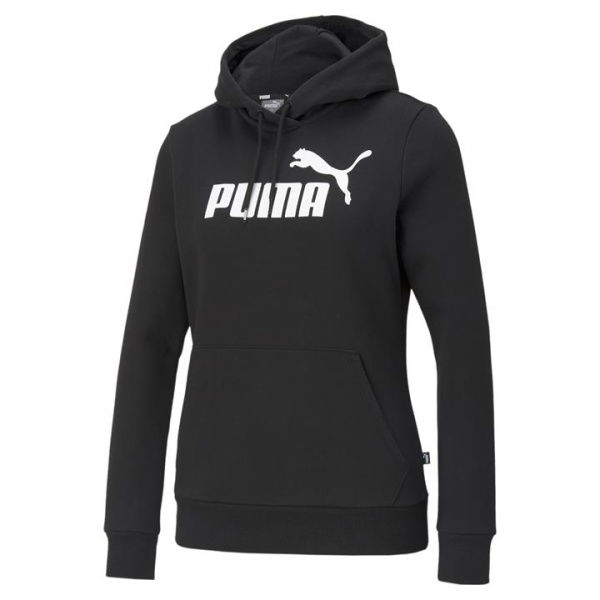 Essentials Logo Hoodie Women in Black, Size Small, Cotton by PUMA