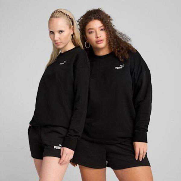 ESSENTIALS No. 1 Logo Women's Relaxed Crew Sweatshirt in Black, Size XS, Cotton/Polyester by PUMA