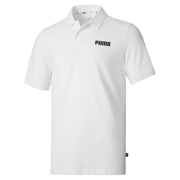 Essentials Pique Men's Polo Top in White, Size Small, Cotton/Elastane by PUMA