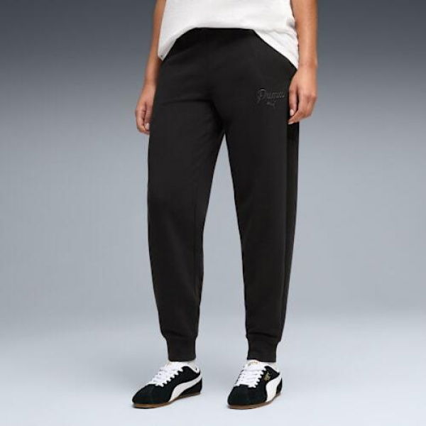 Essentials Script Women's Sweatpants in Black, Size Small, Cotton/Polyester by PUMA