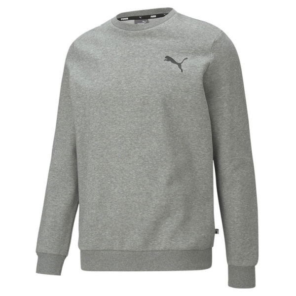 Essentials Small Logo Crew Neck Sweatshirt Men in Medium Gray Heather/Cat, Cotton by PUMA