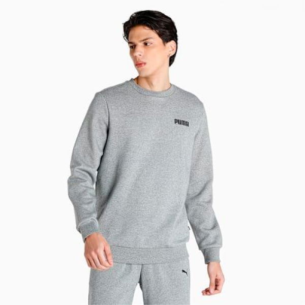 Essentials Small Logo Crew Sweatshirt Men in Medium Gray Heather, Cotton/Polyester by PUMA