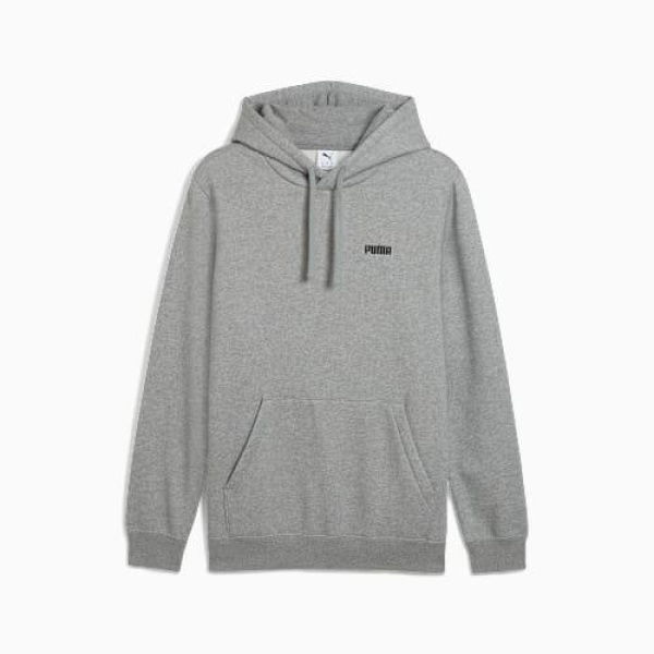 Essentials Small Logo Fleece Hoodie Men in Medium Gray Heather, Cotton by PUMA