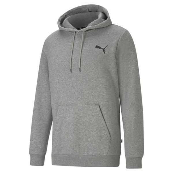 Essentials Small Logo Hoodie Men in Medium Gray Heather/Cat, Cotton by PUMA