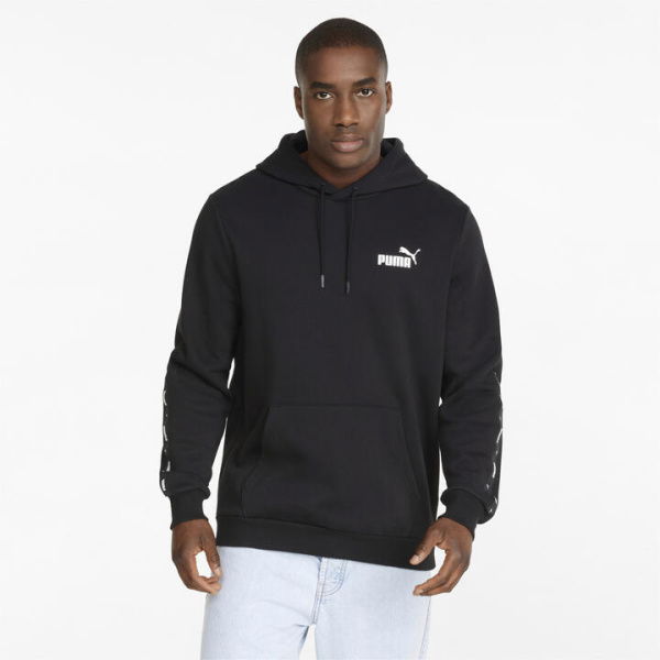 Essentials+ Tape Hoodie Men in Black, Size Small, Cotton by PUMA